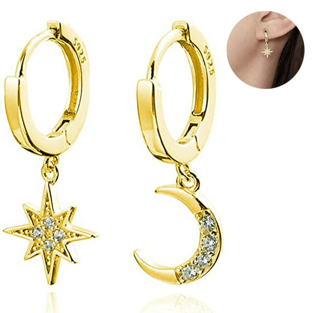 Women 925 Sterling Silver Round Dangle Hoop Drop Earrings Fashion Jewelry